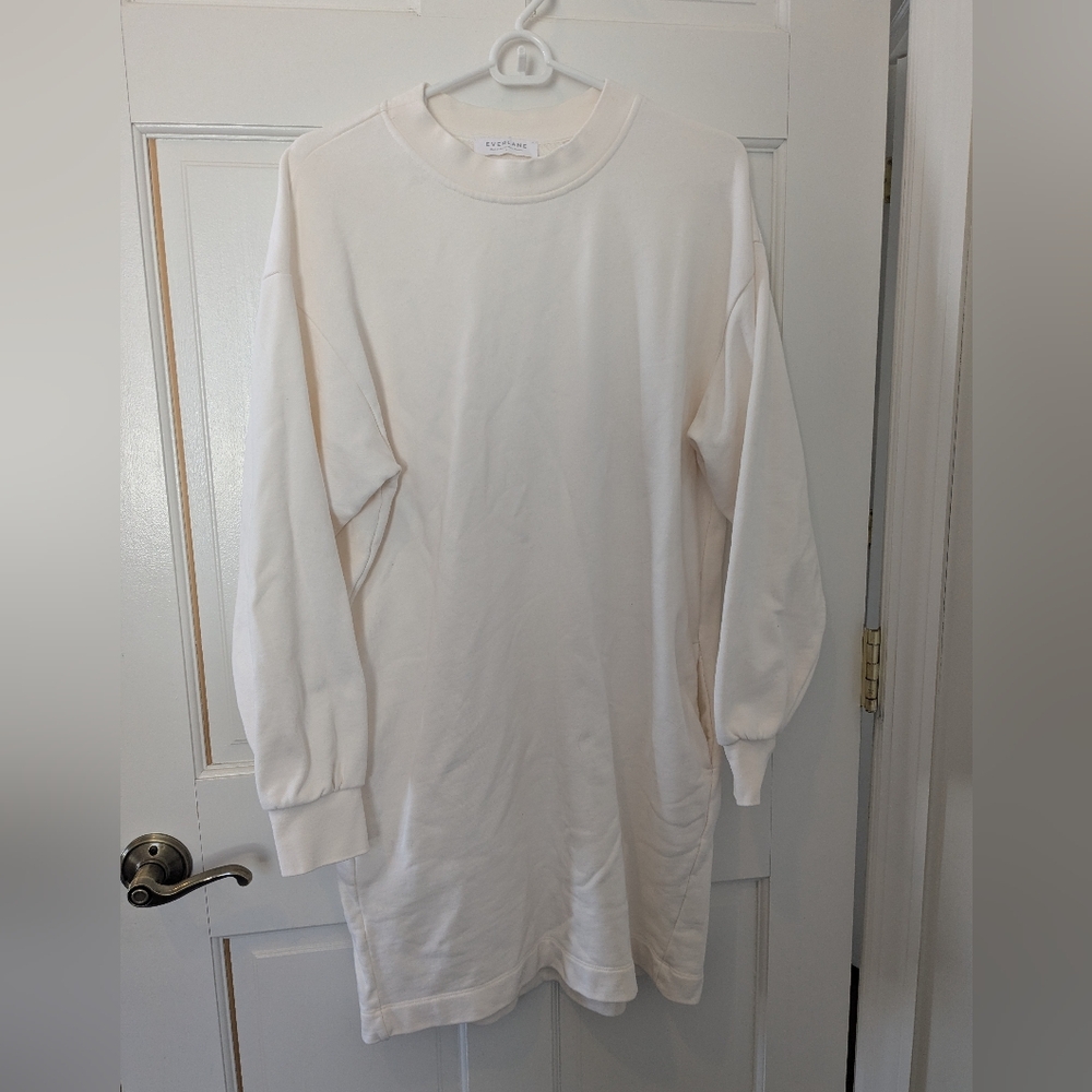 Everlane Size Large Cream Long Sleeve Dress 100% Cotton